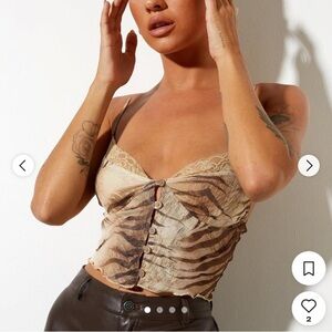 Motel Rocks, crop top, tiger stripe print, XS